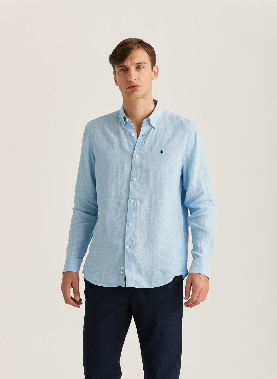 Douglas BD Linen Shirt LS  Blue