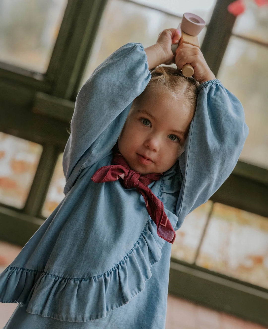 HELENE LS BLOUSE  Medium Denim Blue