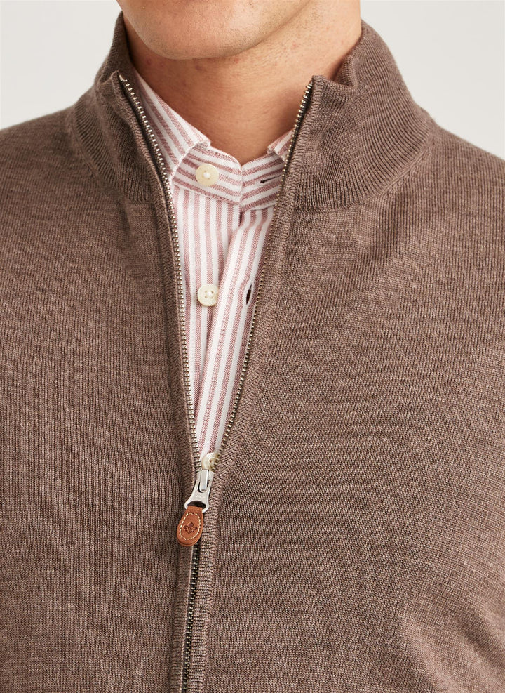 Merino Zip Vest  Brown