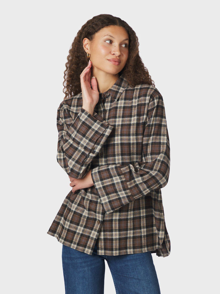 Dita Flannel Check Shirt Dark Taupe