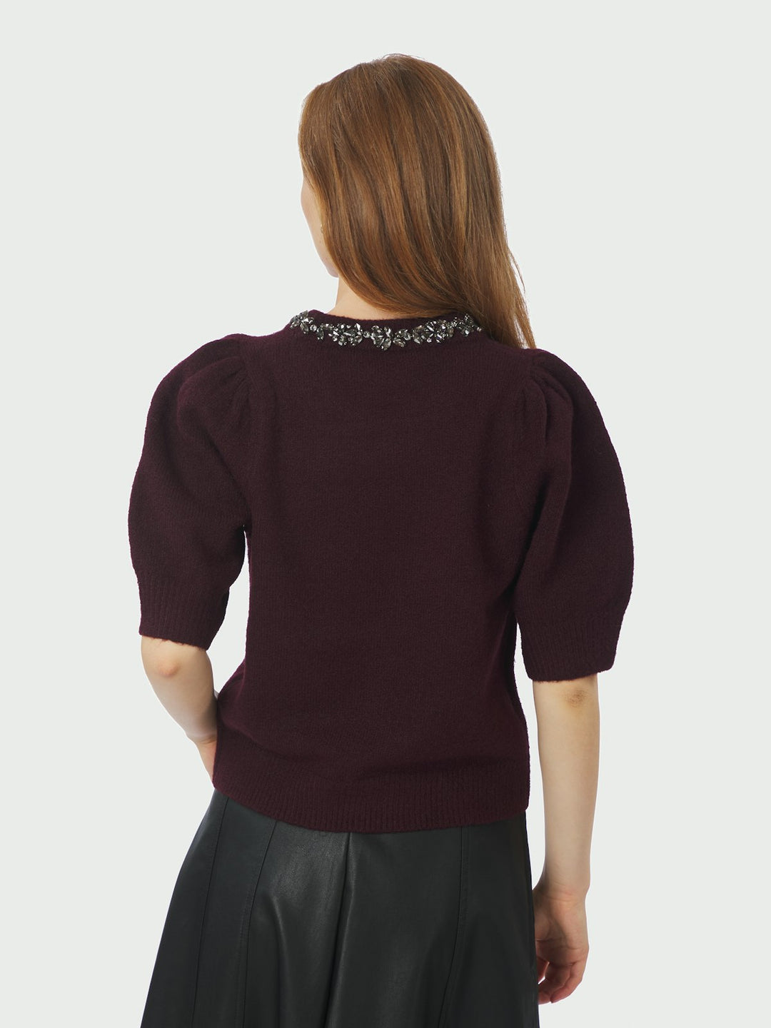 Maia Stone Knit Blouse  Wine
