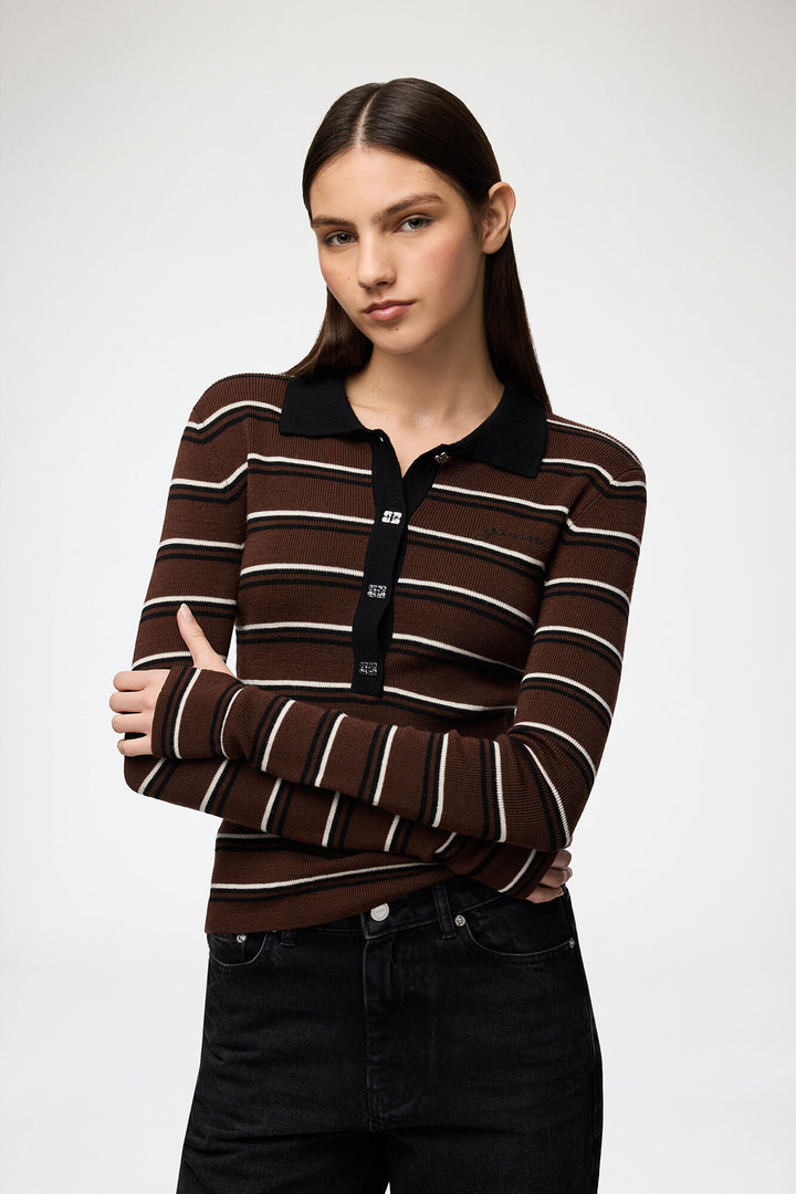 Mini Ribbed Merino Polo  Multicolor