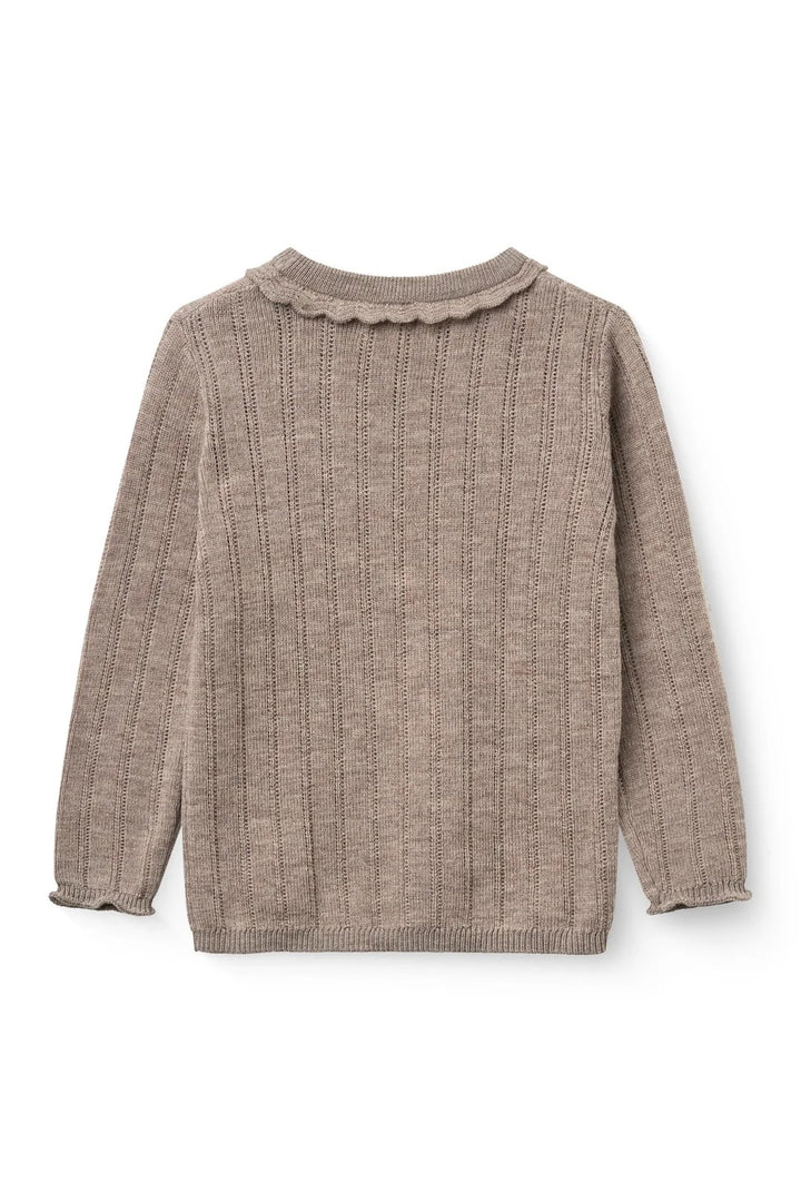 LS MERINO POINTELLE BLOUSE  Natural Melange