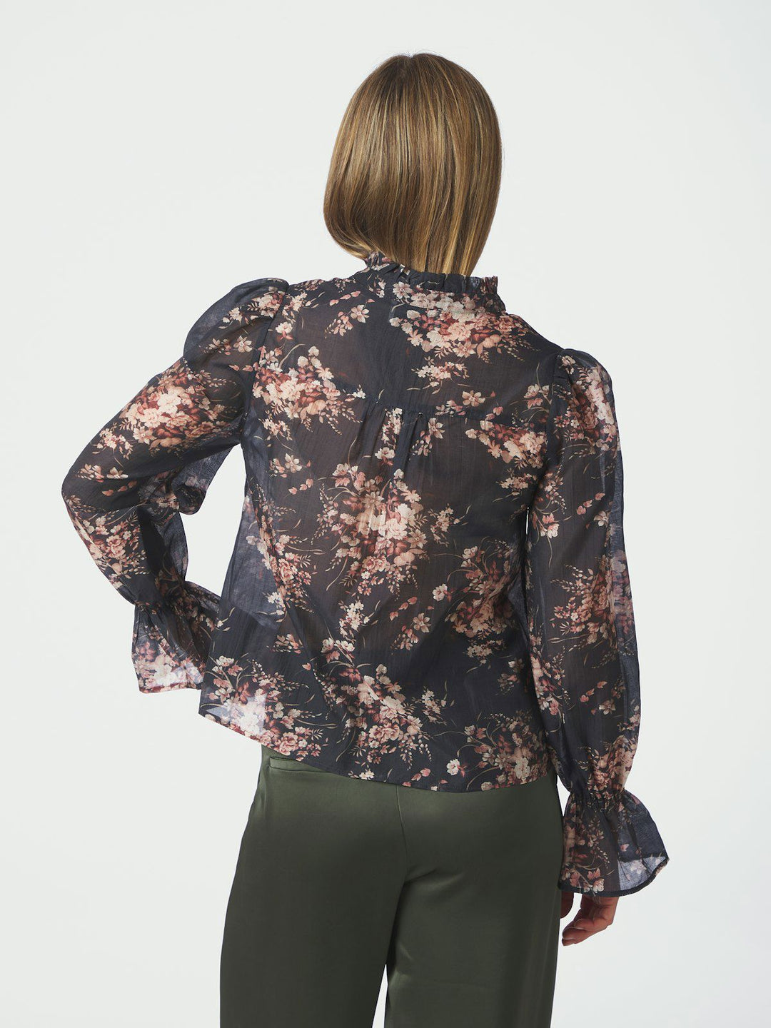 Amara Garden Flower Blouse  Dark Navy