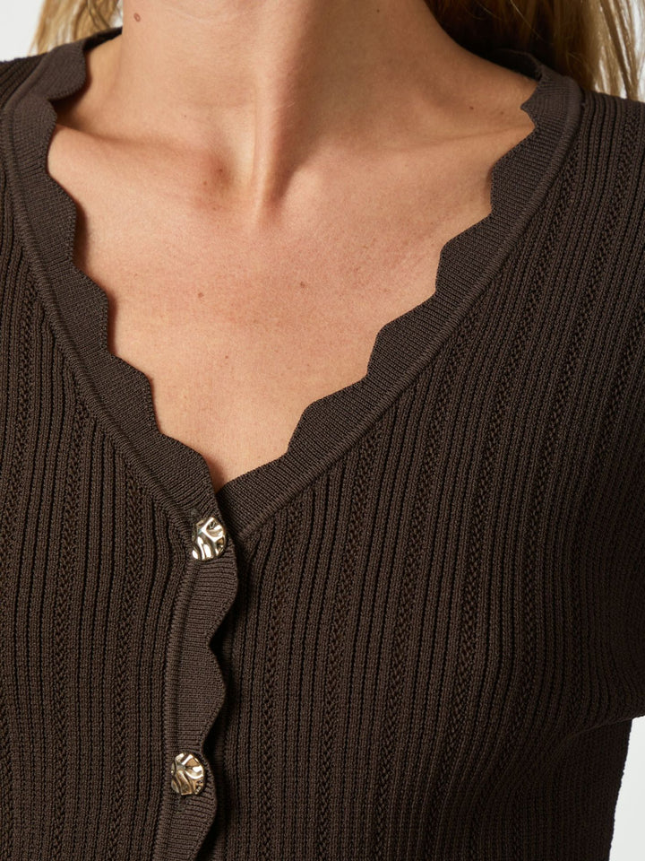 Clara Stitch Knit Blouse  Dark Brown