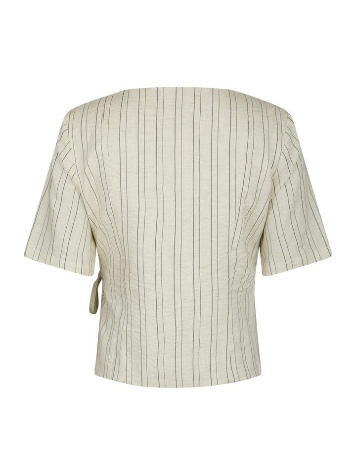 Simmo Stripe Eyelet Blouse  Off White