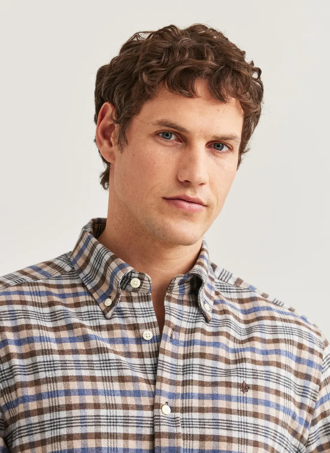 Flannel Check Shirt-Slim Fit  Brown