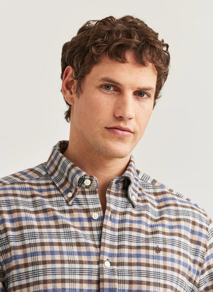 Flannel Check Shirt-Slim Fit  Brown