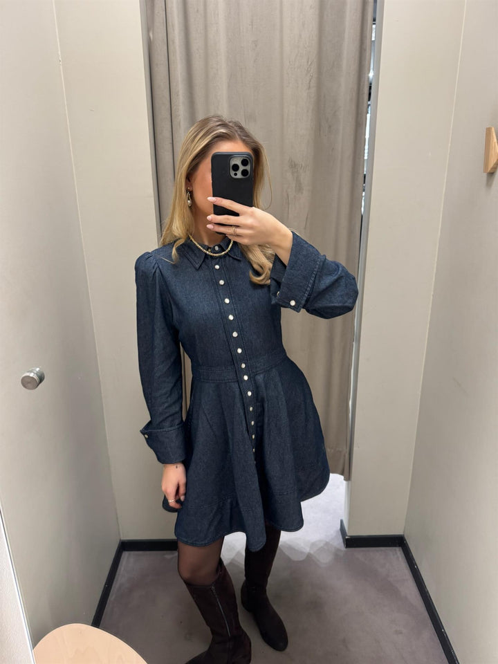 Denim Mini Dress  Dark Blue