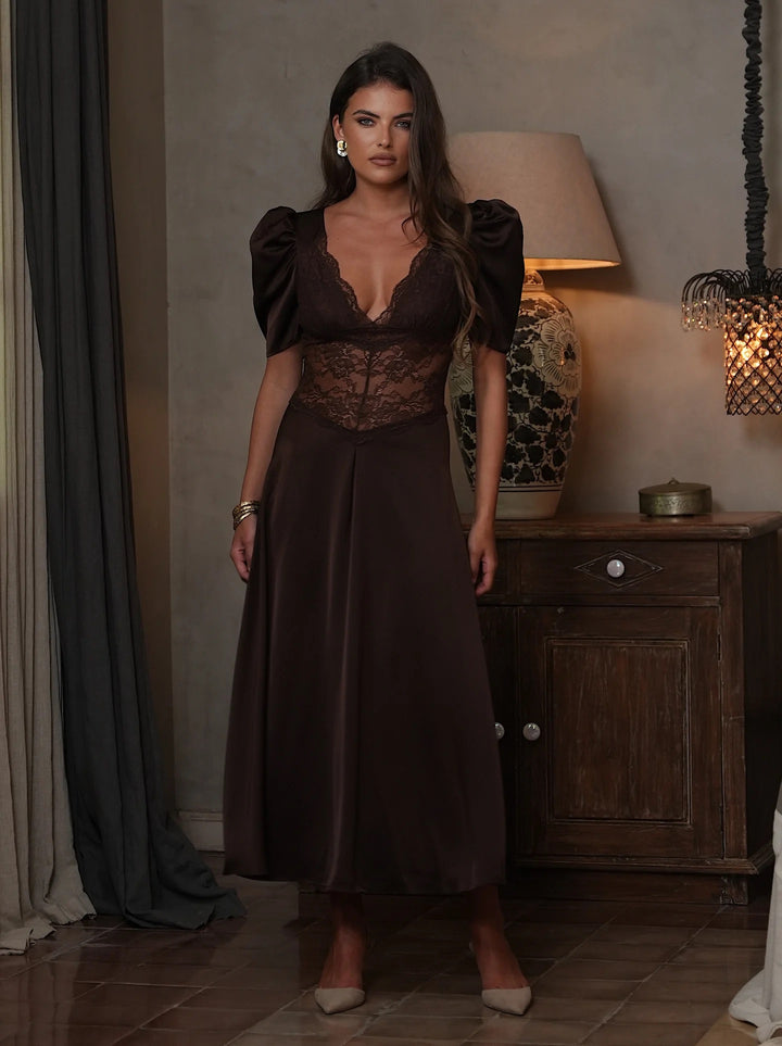 francis lace midi dress  Espresso