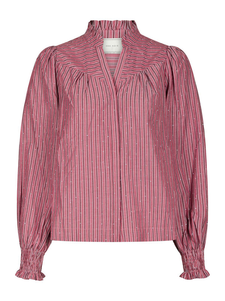 Astrida Soft Stripe Stone Blouse  Dark Rose