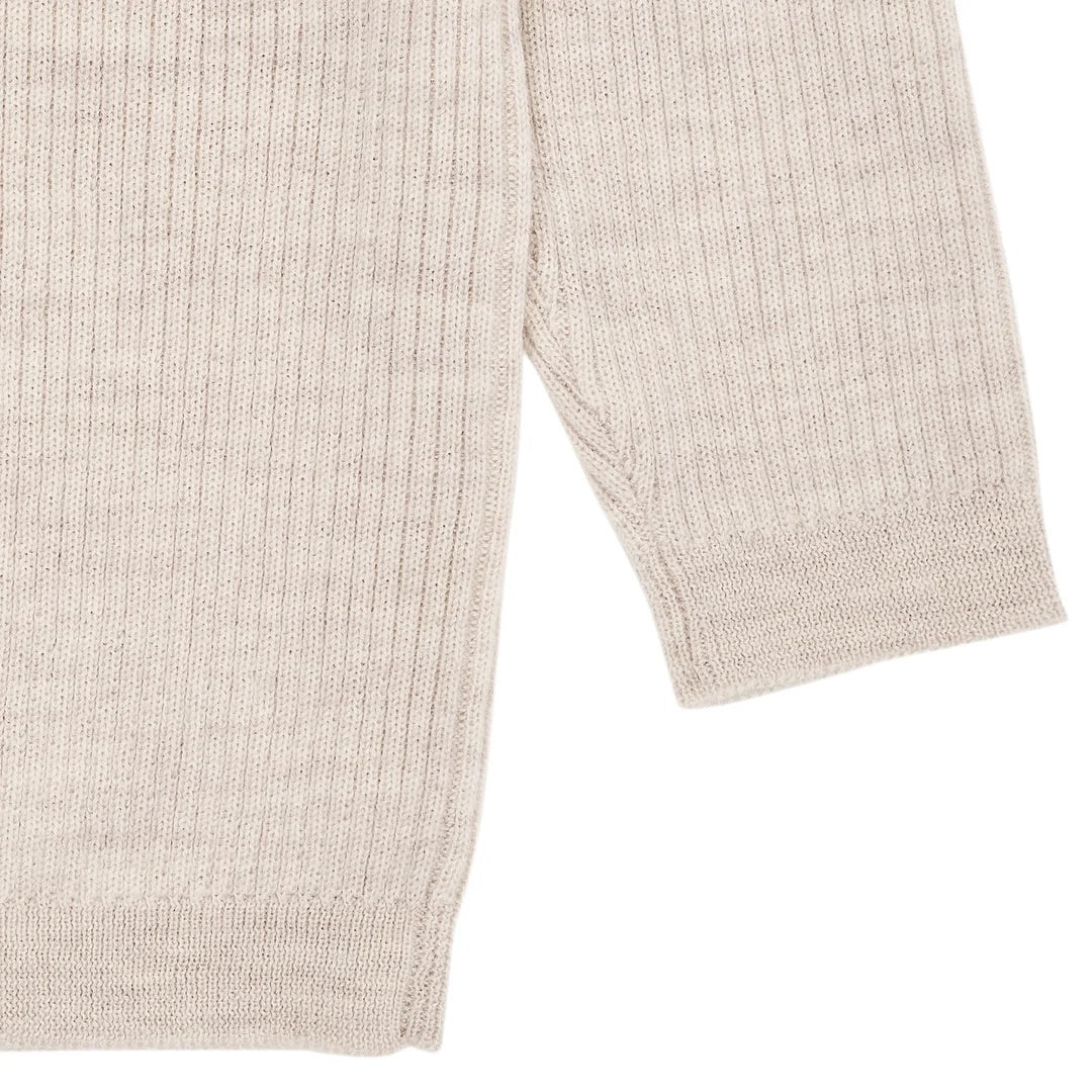 MERINO CLASSIC RIB BLOUSE  Pale Cream Melange