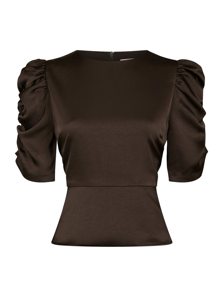 Benua Heavy Sateen Blouse  Dark Brown