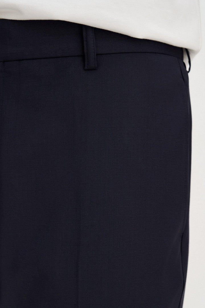 slim tapered wool trousers  Dark Navy