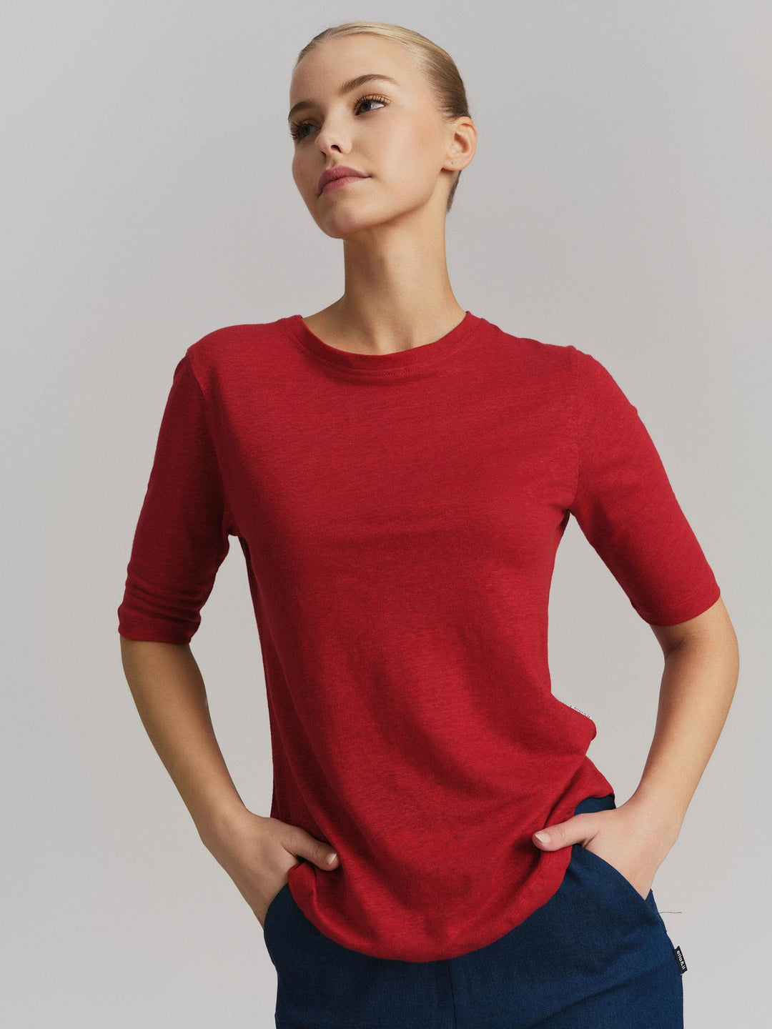 Karina Linen Tee  Red