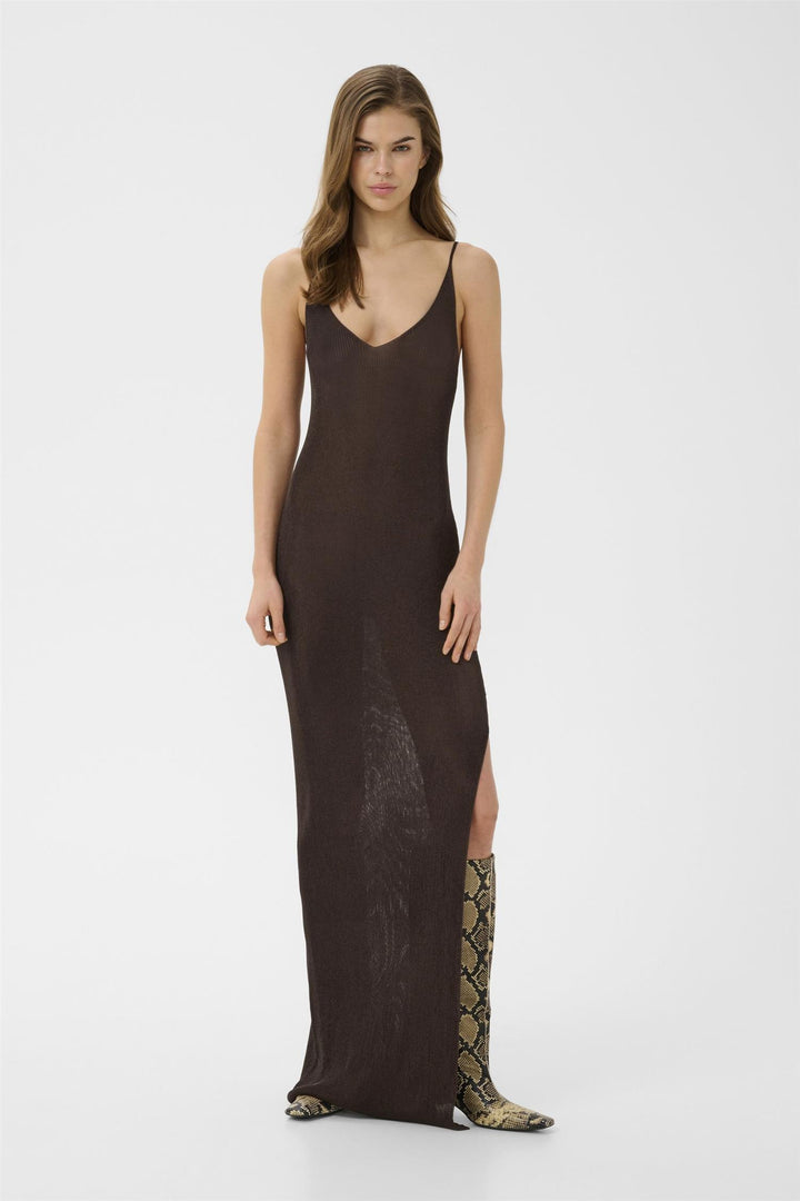 Silvi Singlet Dress  Deep Brown Metallic
