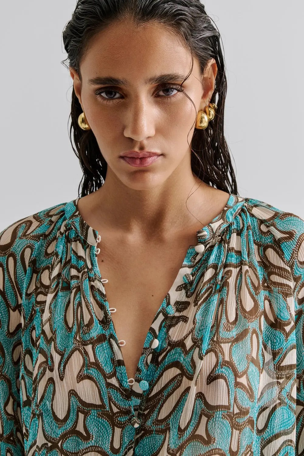 Mareva chiffon blouse  Blå