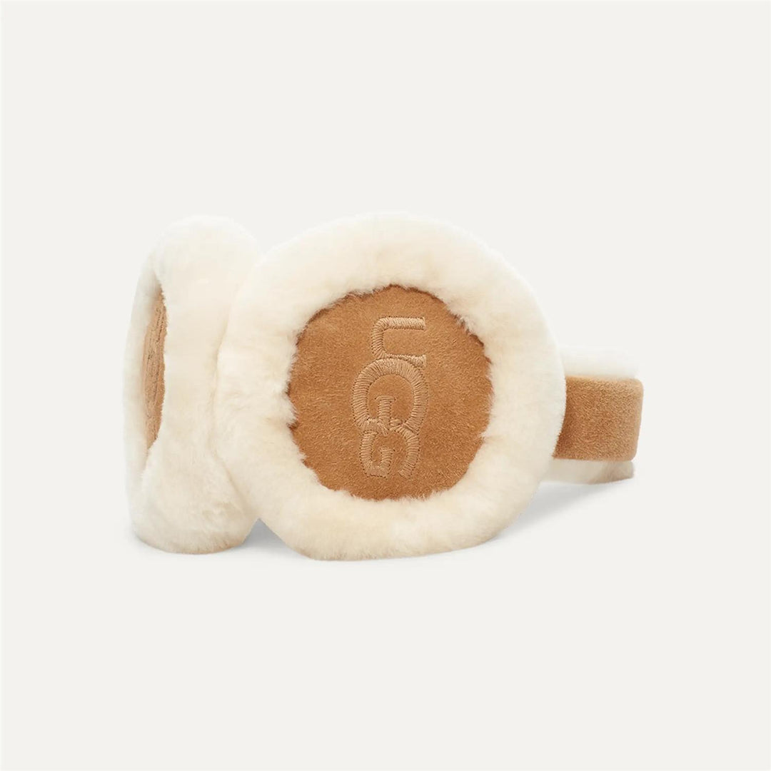 Sheepskin embroider earmuff  Chestnut