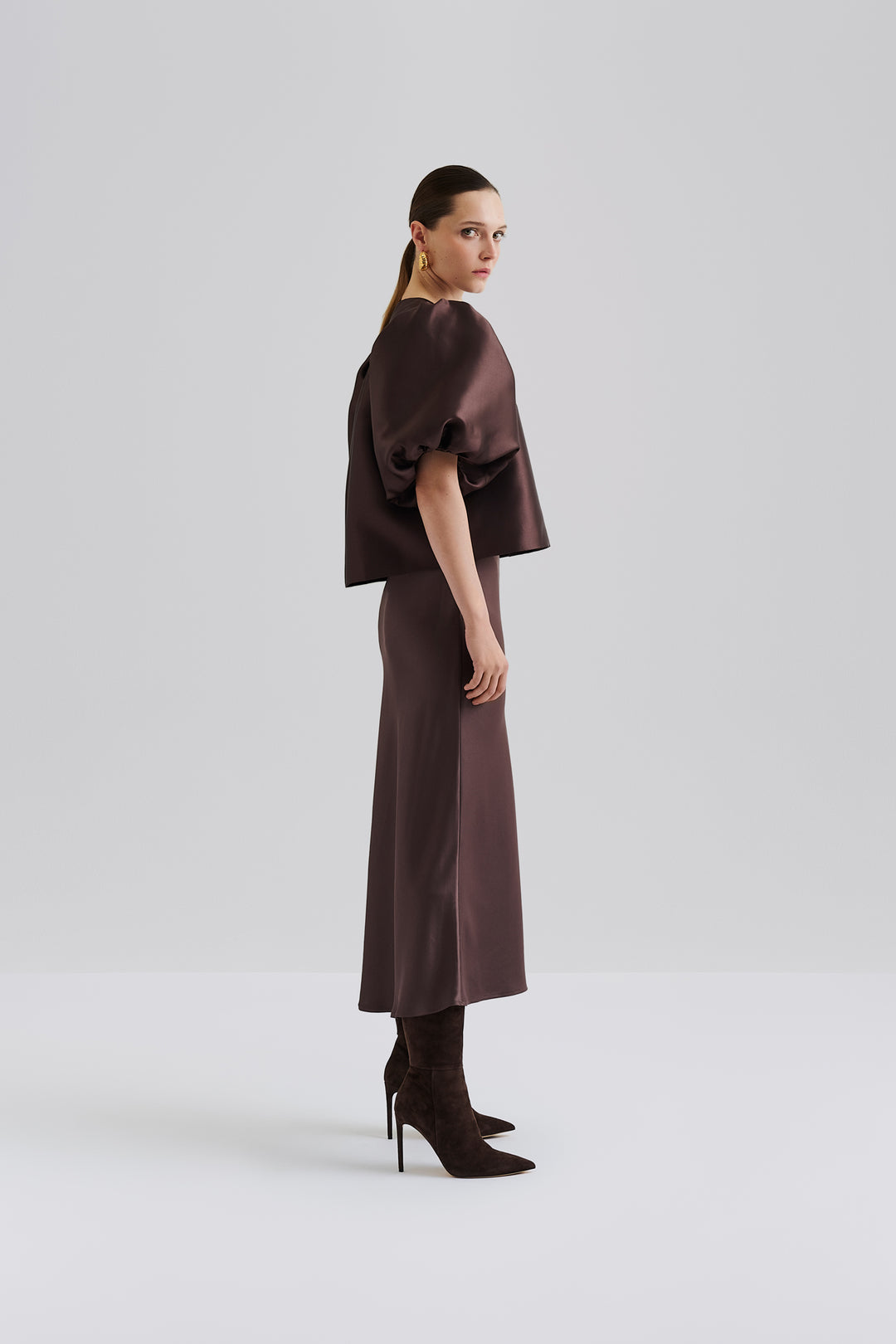 Cleo Pouf Sleeve blouse  Chocolate