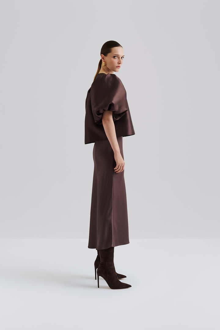 Cleo Pouf Sleeve blouse  Chocolate