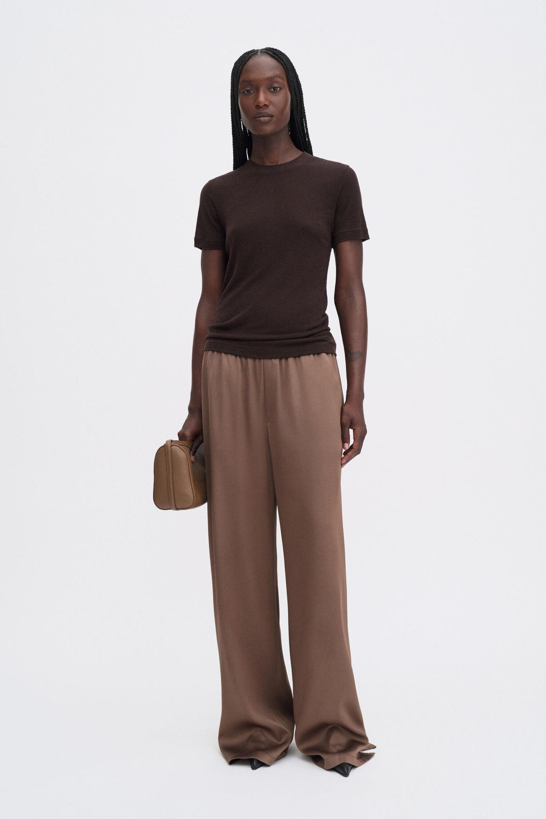 lyocell cashmere tee  Brown