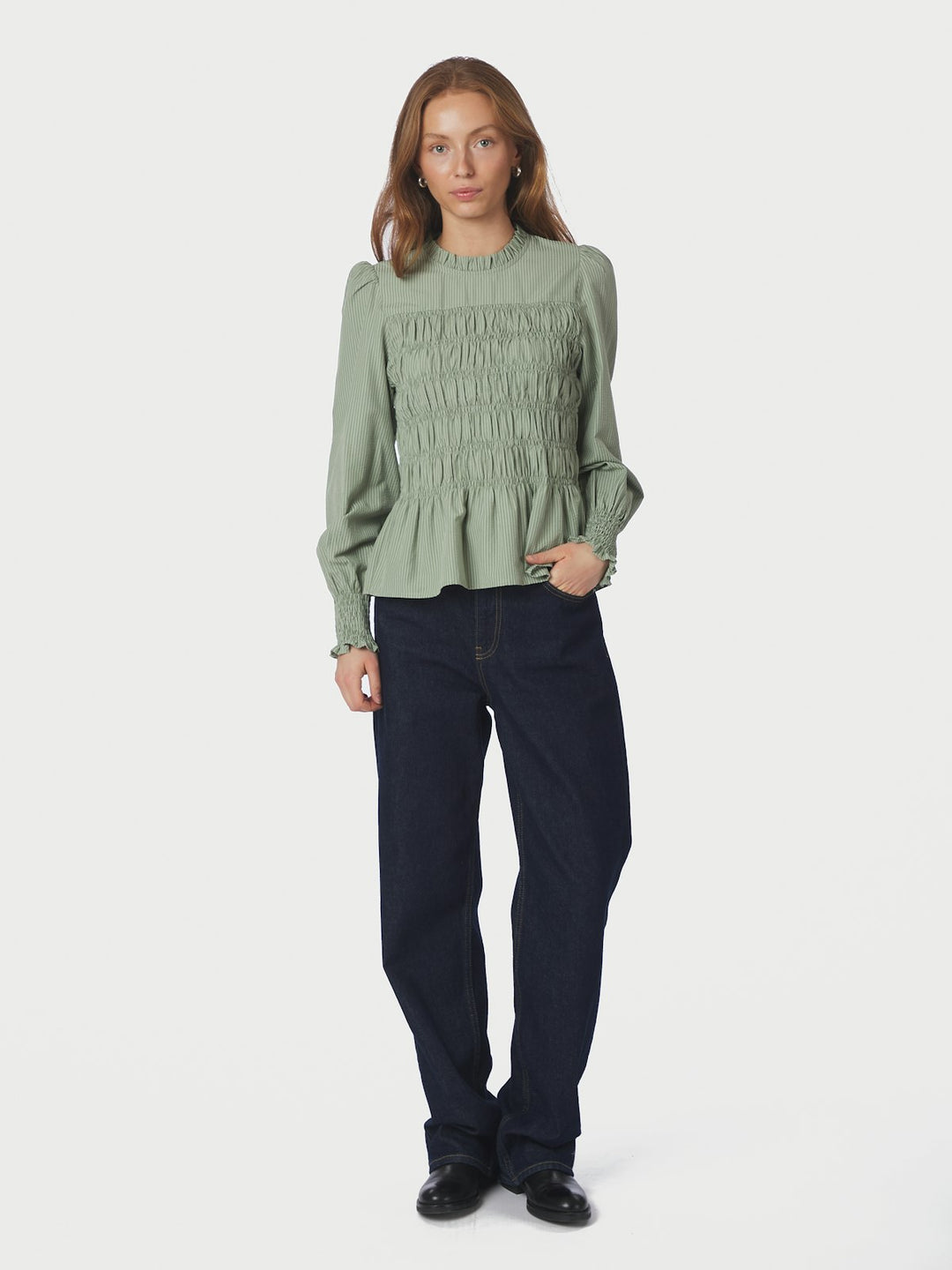 Possa Stripe Blouse  Dusty Green