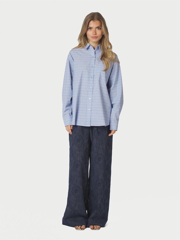 Dalma Triple Check Shirt  Light Blue