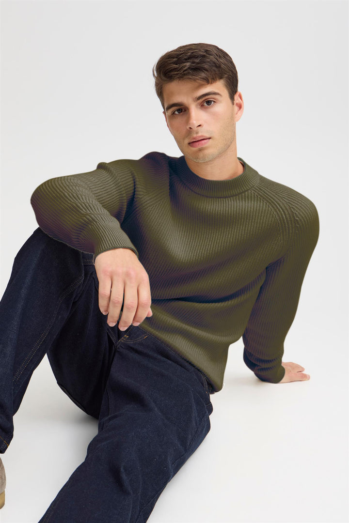 KRISTIAN raglan rib crew neck knit  Deep Depths