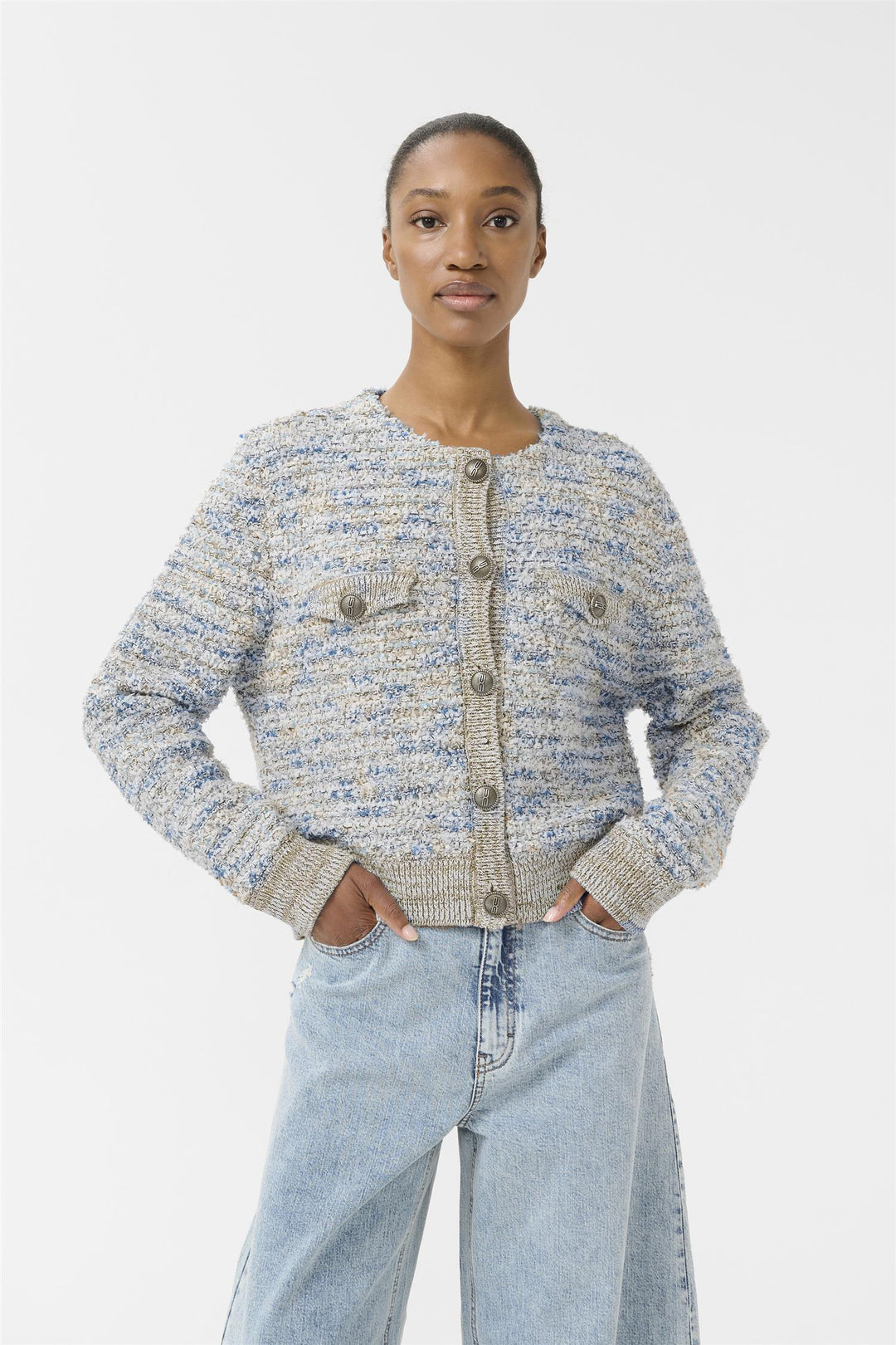 Gzcannie Cardigan  Blue White Mix
