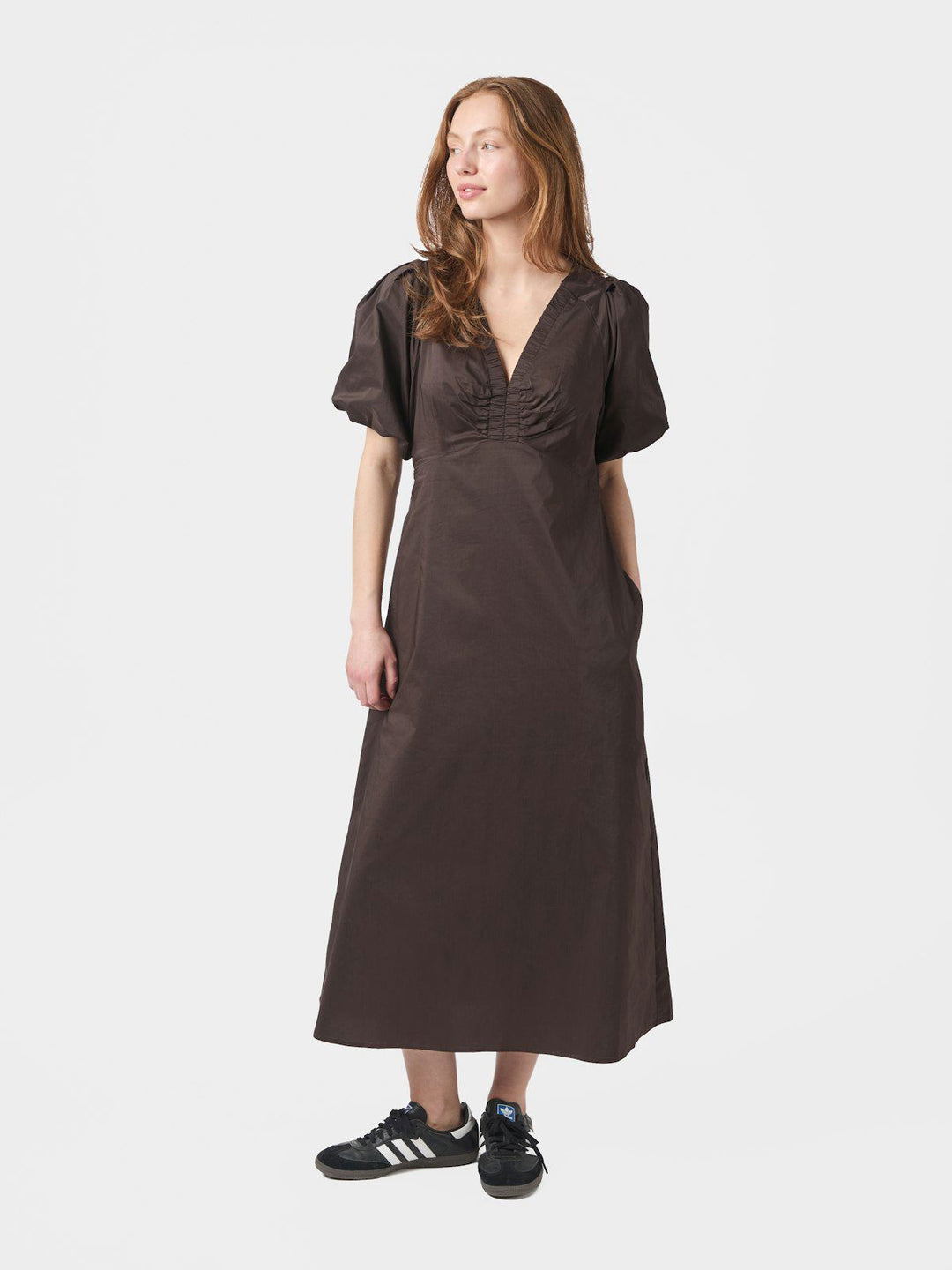 Illana Poplin Dress  Chocolate Brown