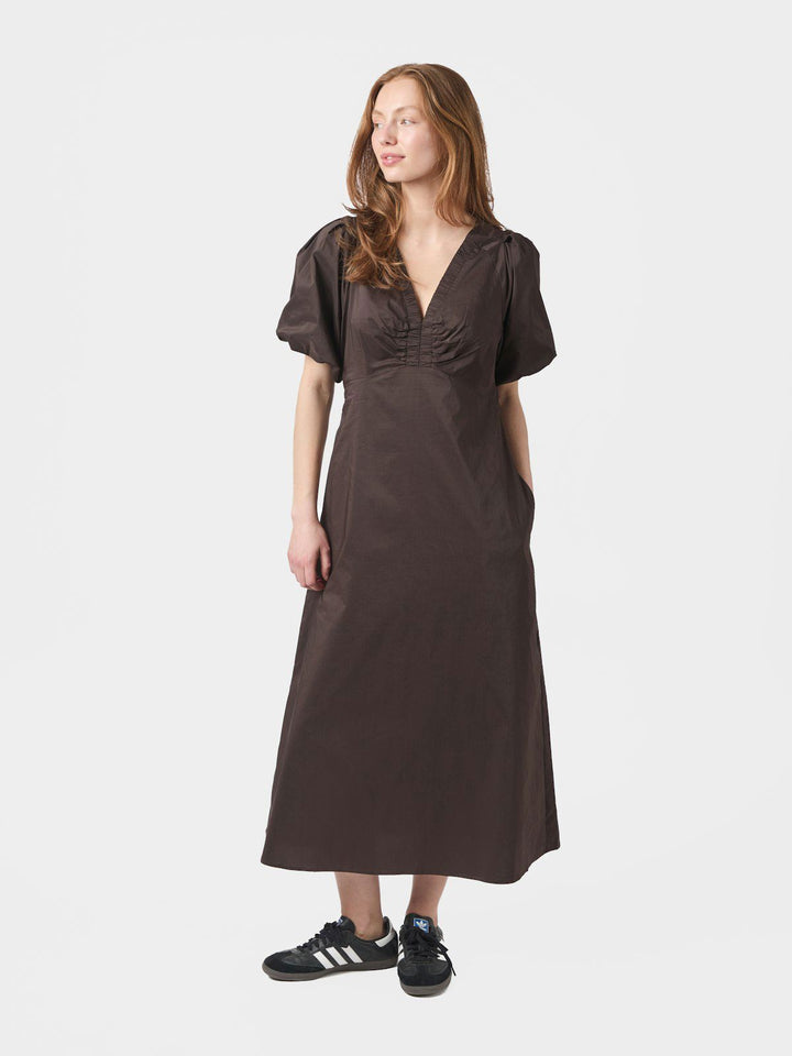 Illana Poplin Dress  Chocolate Brown