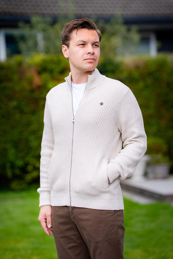 Duncan Zip Cardigan  Khaki