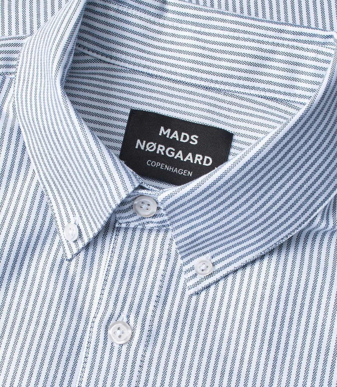 Cotton Oxford Sune Stripe Shirt BD  White/Midnight Navy