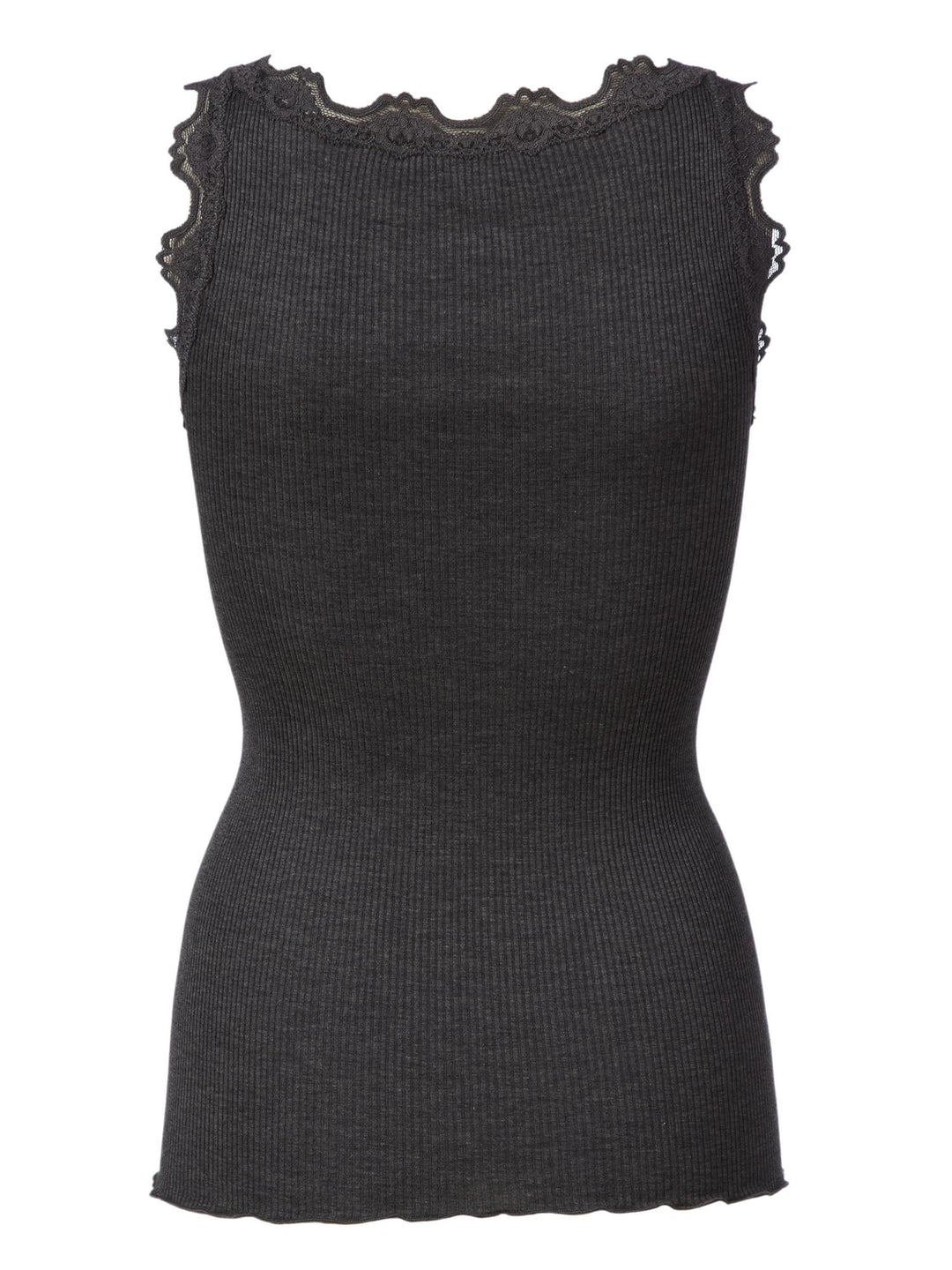RWBabette SL U-neck Lace Top  Dark Grey Melange