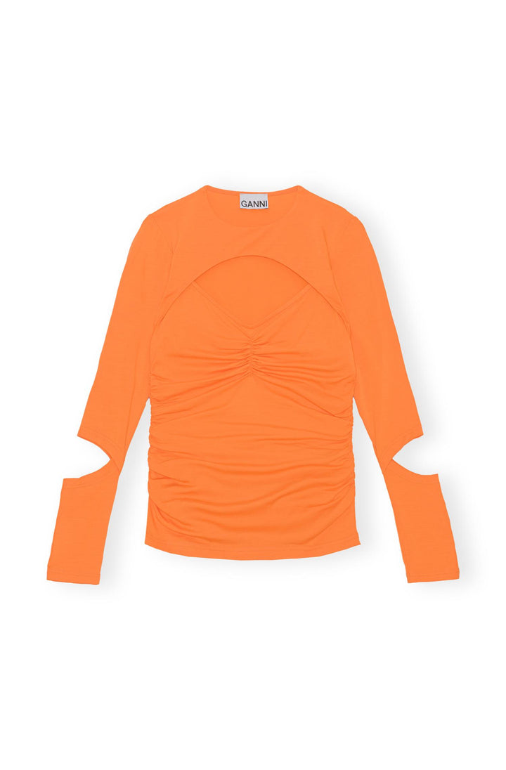 Light stretch jersey cutout  blouse  860 Vibrant Orange