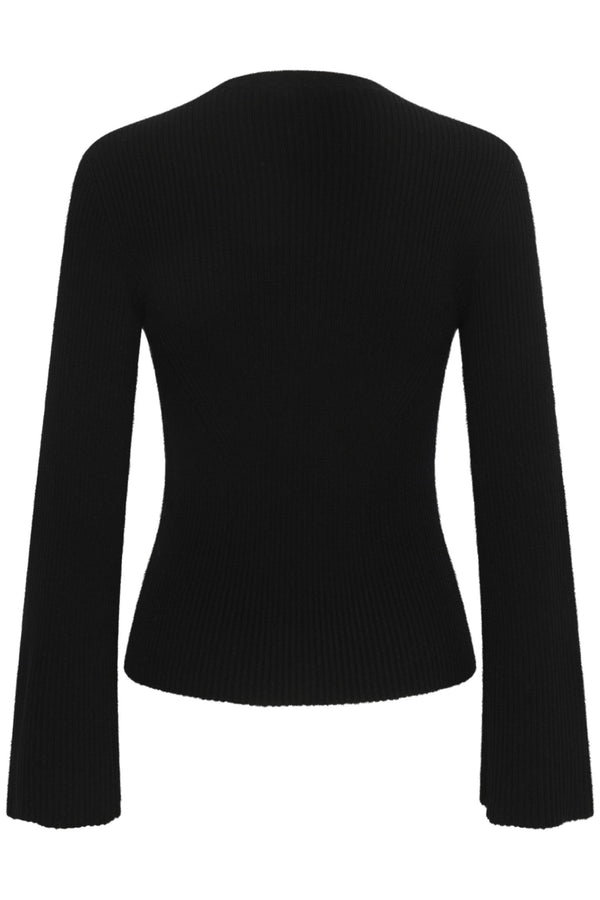 ANTALIGZ PEPLUM WOOL PULLOVER  Black