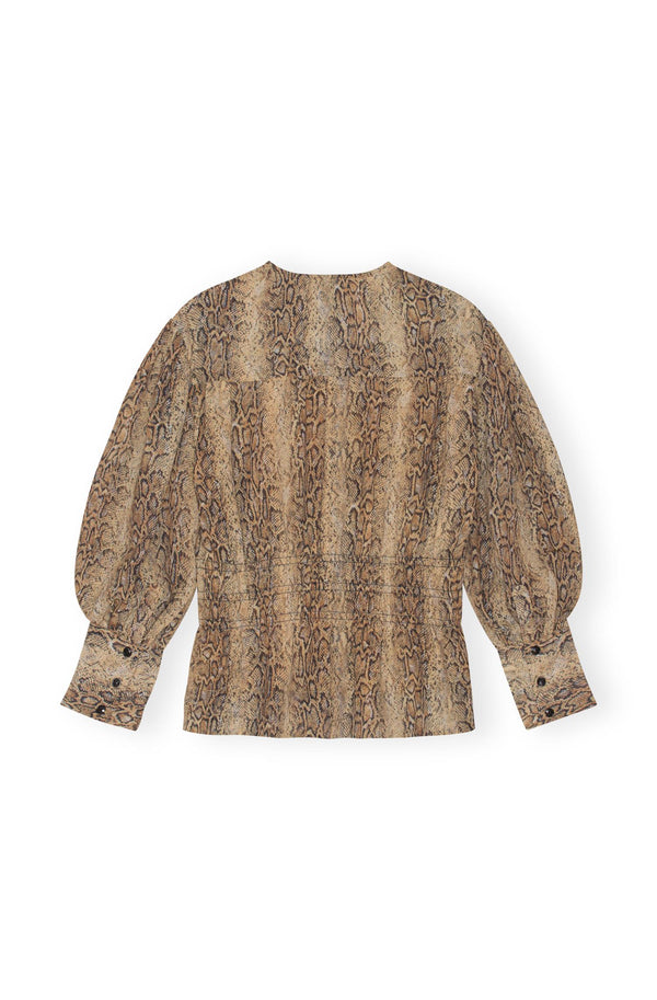 PRINTED LIGHT CREPE SMOCK BLOUSE  Snake Starfish