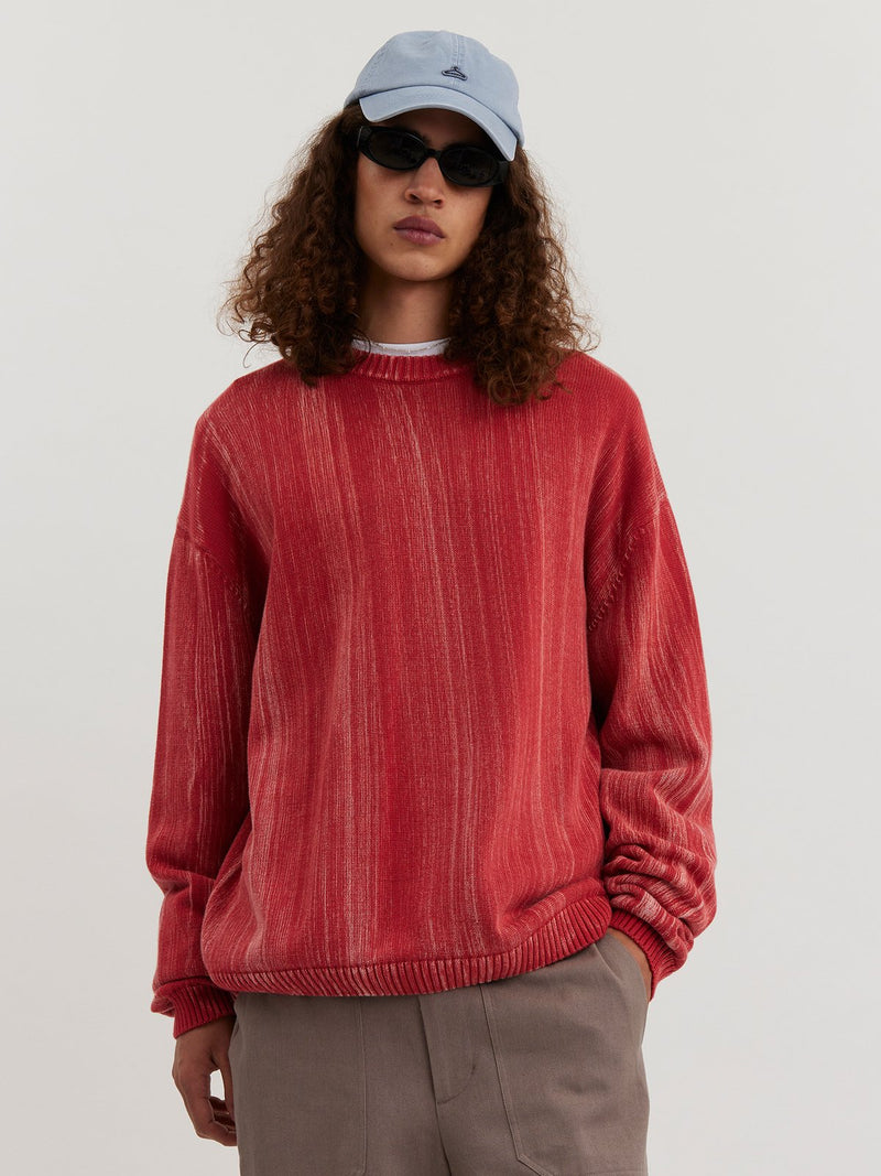 SATURN WASHED CREW  Red