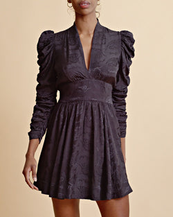 JAQUARD TIEBAND DRESS  099-Black