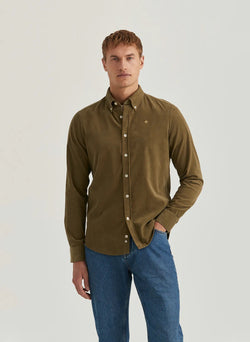 Douglas Cord Shirt - Slim Fit  Olive