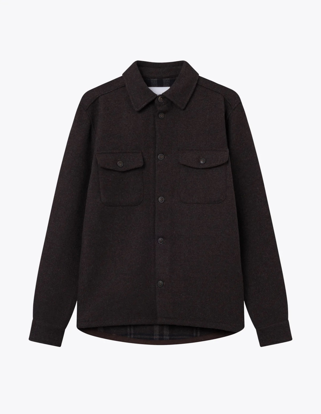 Lennon Wool Overshirt  Coffee Brown/Dark Grey