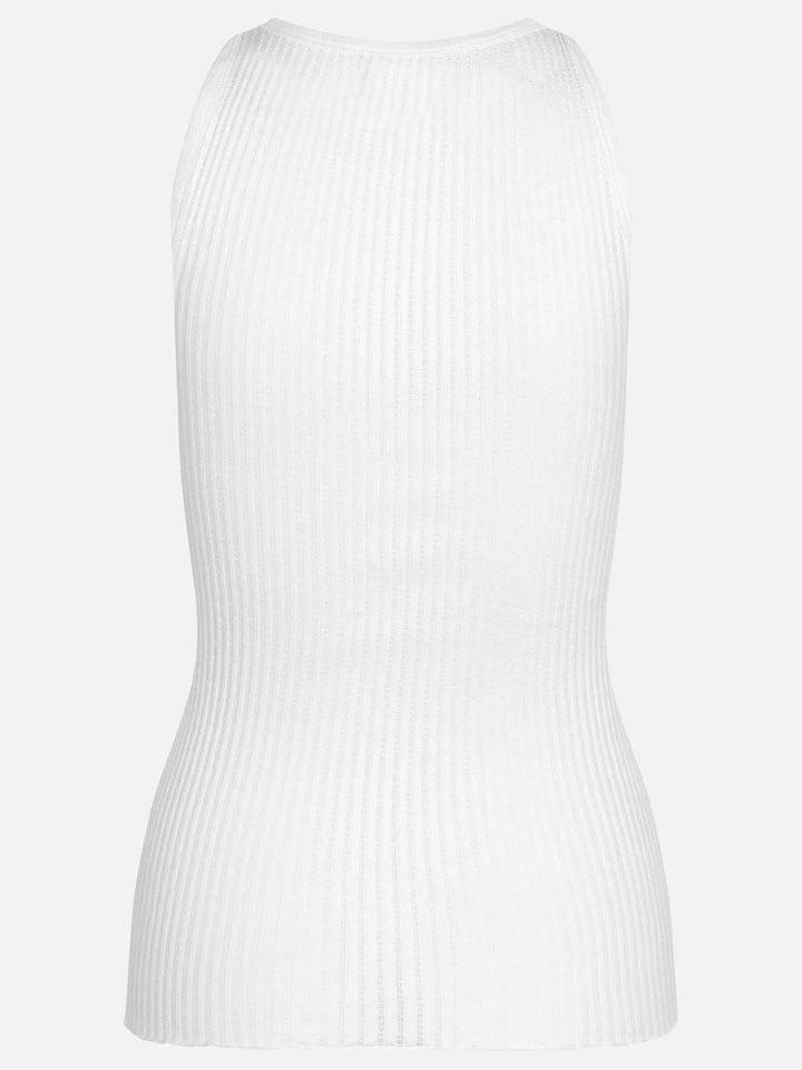 Ribbed silk top  New White