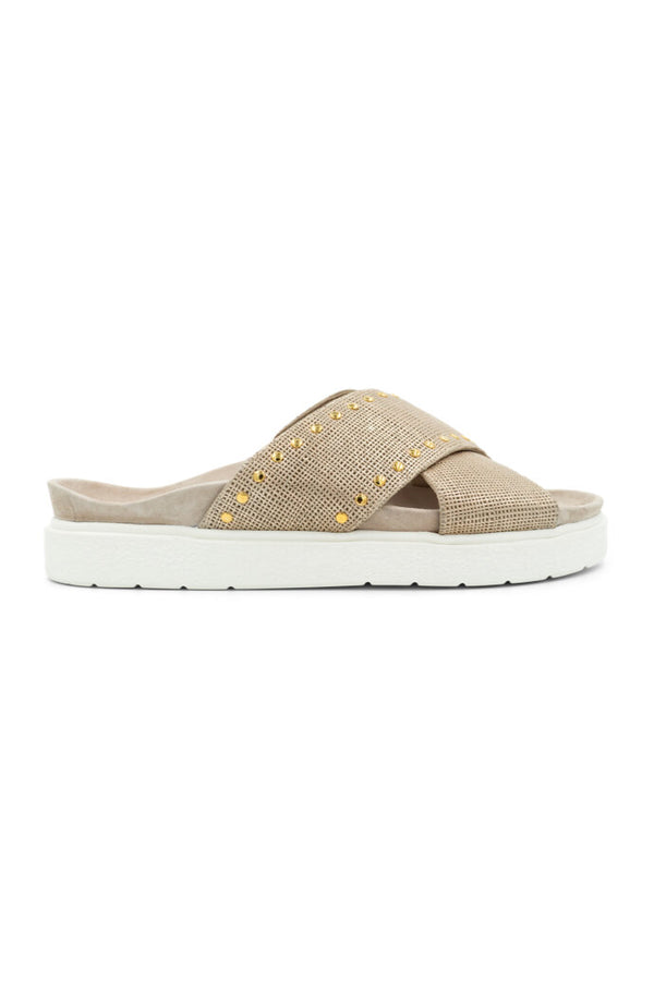 SLIPPER CROSSED STUDS  Beige
