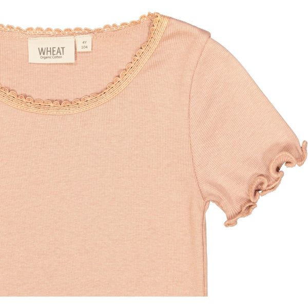 RIB T-SHIRT LACE SS  Rose Dawn