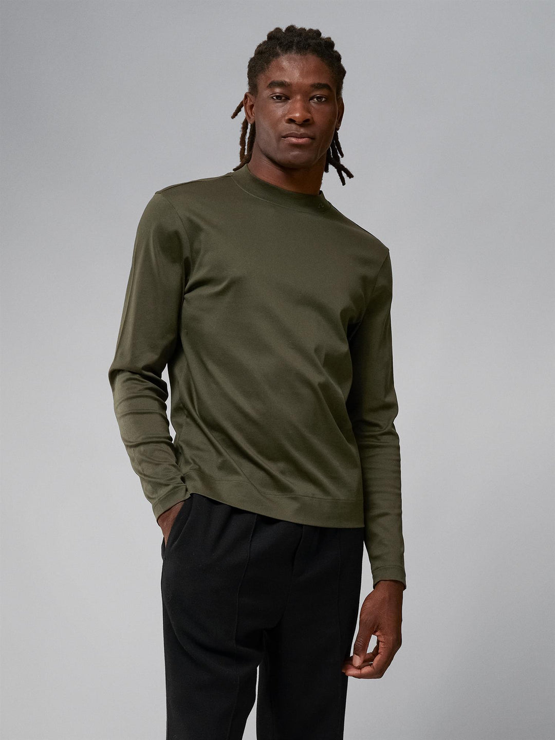 Ace Mock Neck LS T-shirt  Forest Green