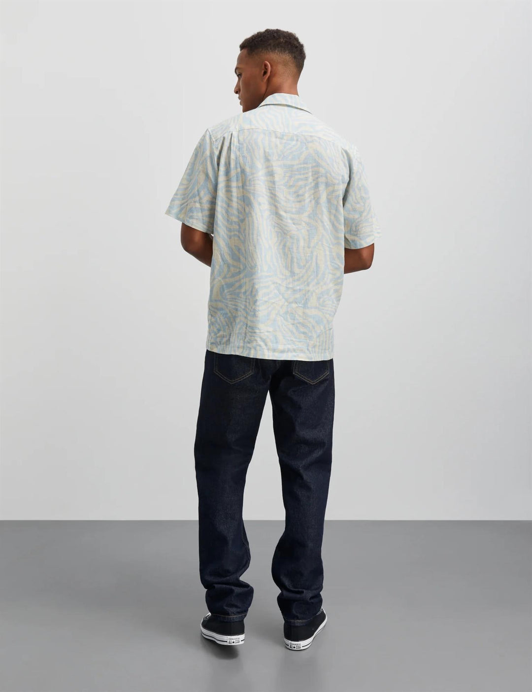 Cotton Linen Kenji AOP Shirt SS  Dream Blue/Birtch Aop