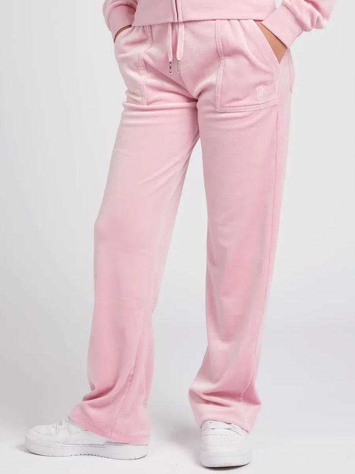 VELOUR PATCH POCKET WIDE LEG  Pink Nectar