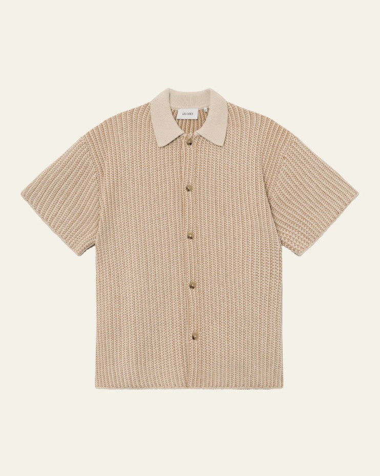 Easton Knitted SS Shirt  Camel/Ivory