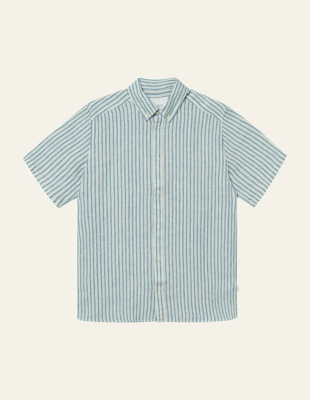 Kris Linen SS Shirt  Washed Denim Blue/Ivory