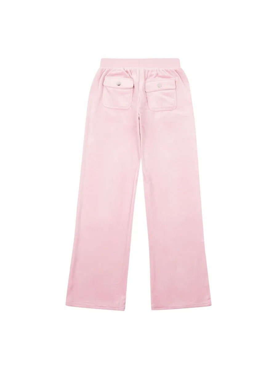 VELOUR PATCH POCKET WIDE LEG  Pink Nectar